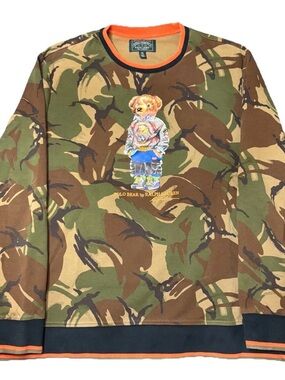 Polo Ralph Lauren Country Camouflage Bear Crewneck Sweater Mens XXL